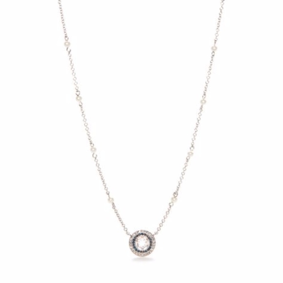 Silver-Tone Crystal and Pearl Pendant Necklace - Picture 5 of 5